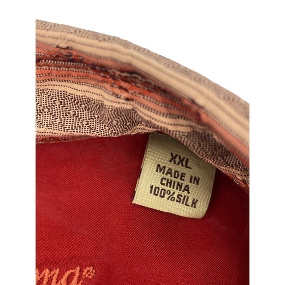 Tommy Bahama 100% Silk Shirt Burnt Orange / Tan Stripes Long Sleeves Men’s XXL - Picture 6 of 13